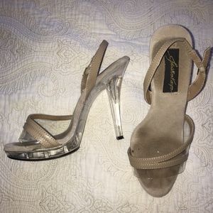nude and clear heels
